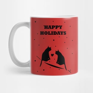 happy holidays christmas design for cat lovers Mug